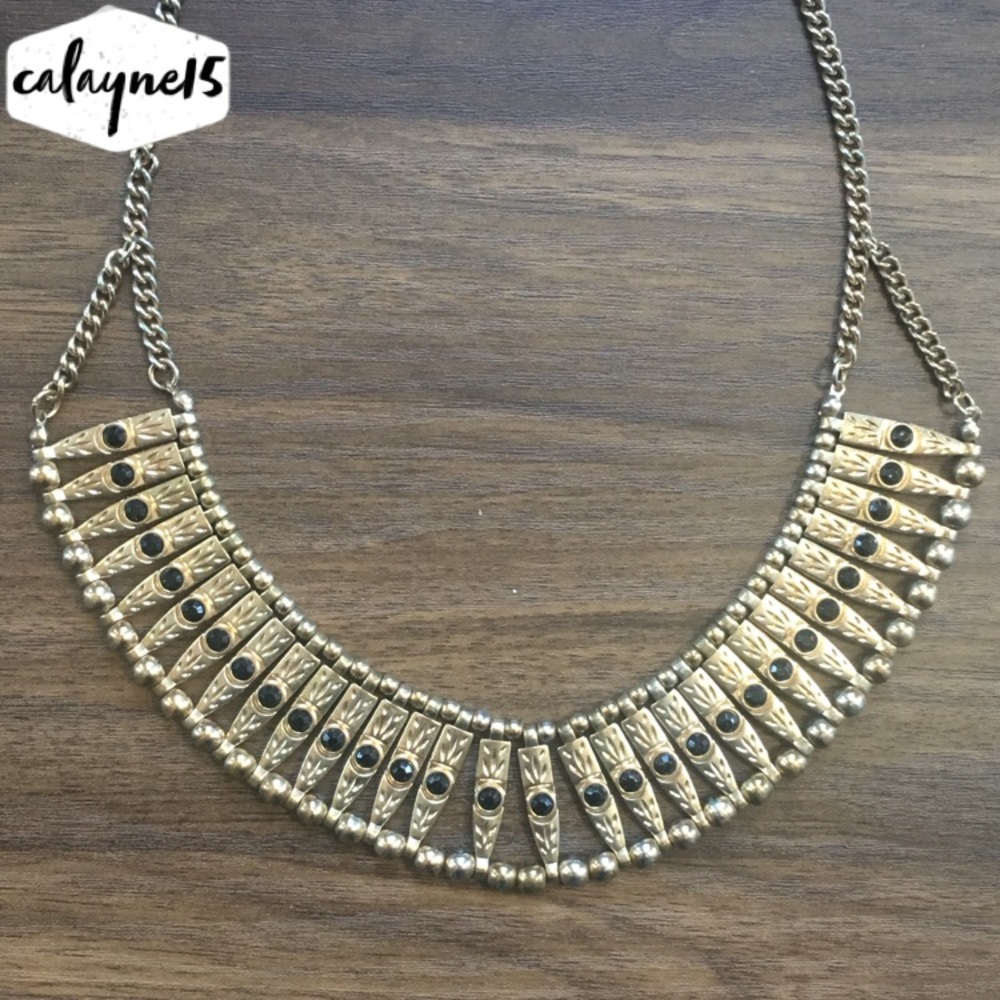 Golden black studded “Egyptian” styled necklace
